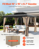 Curtains & Drapes: VEVOR Gazebo Curtains Outdoor, Fit Most 10' x 10' x 6.7' Gazebos, 4-Panel Sidewall Gazebo Privacy Curtains with Zippers, Outdoor Curtain Replacement for Patio Canopy, Only Curtain, Khaki