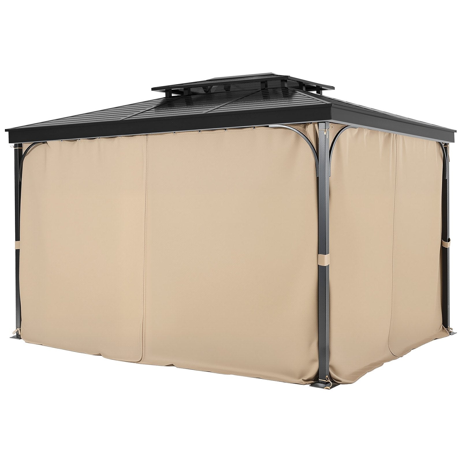 Curtains & Drapes: VEVOR Gazebo Curtains Outdoor, Fit Most 10' x 10' x 6.7' Gazebos, 4-Panel Sidewall Gazebo Privacy Curtains with Zippers, Outdoor Curtain Replacement for Patio Canopy, Only Curtain, Khaki