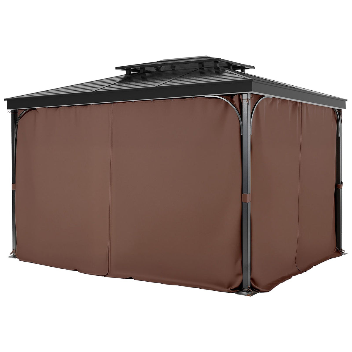 Gazebo Curtains Outdoor, Fit Most 2840 x 2840 x 2110 mm Gazebos, 4-Panel Sidewall Gazebo Privacy Curtains with Zippers, Outdoor Curtain Replacement for Patio Canopy, Only Curtain, Coffee