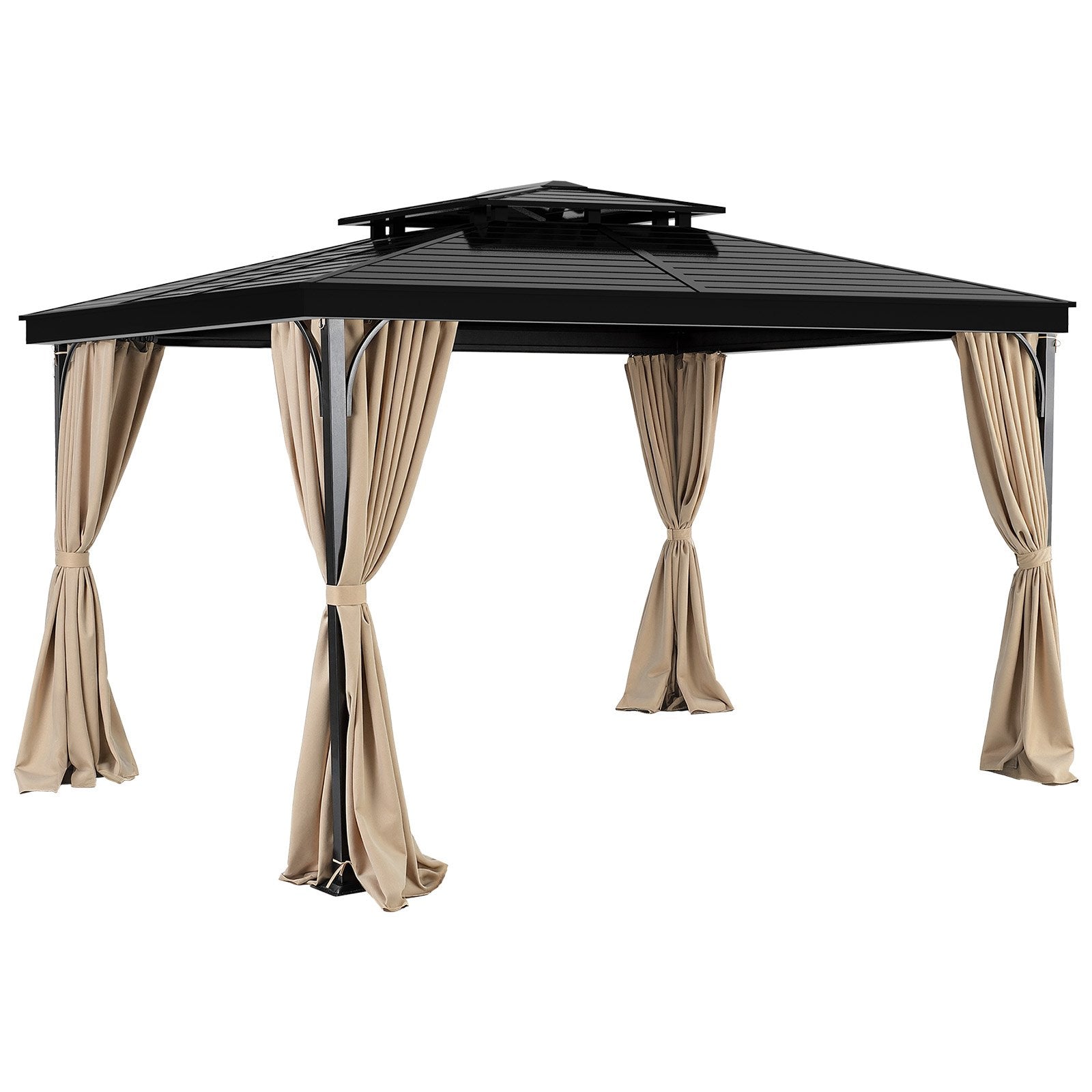 Curtains & Drapes: VEVOR Gazebo Curtains Outdoor, 12' x 10' x 7.3' Gazebos, 4-Panel Sidewall Gazebo Privacy Curtains with Zippers, Outdoor Curtain Replacement for Patio Canopy, Only Curtain, Khaki
