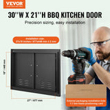 BBQs & Accessories: VEVOR BBQ Access Door,762 x533 mm Double Outdoor Kitchen Door, Cold Plate Flush Mount Door, Wall Vertical Door with Handles and Ventss, for BBQ Island, Grilling Station, Outside Cabinet