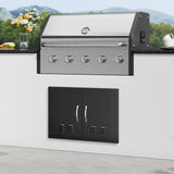 BBQs & Accessories: VEVOR BBQ Access Door,762 x533 mm Double Outdoor Kitchen Door, Cold Plate Flush Mount Door, Wall Vertical Door with Handles and Ventss, for BBQ Island, Grilling Station, Outside Cabinet
