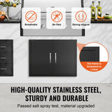 BBQs & Accessories: VEVOR BBQ Access Door, 788x610 mm Double Outdoor Kitchen Door, Cold Plate Flush Mount Door, Wall Vertical Door with Handles, for BBQ Island, Grilling Station, Outside Cabinet