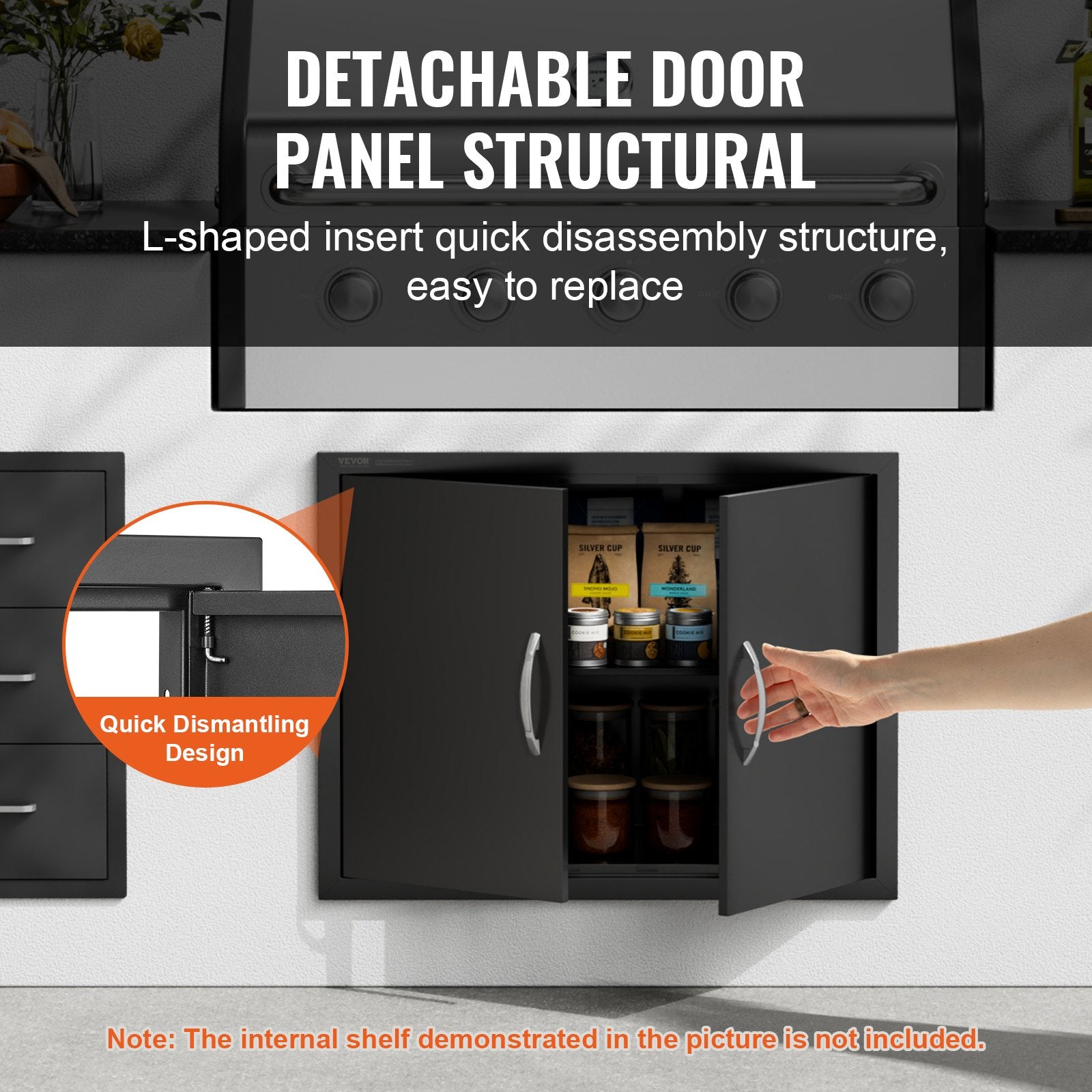 BBQs & Accessories: VEVOR BBQ Access Door, 788x610 mm Double Outdoor Kitchen Door, Cold Plate Flush Mount Door, Wall Vertical Door with Handles, for BBQ Island, Grilling Station, Outside Cabinet