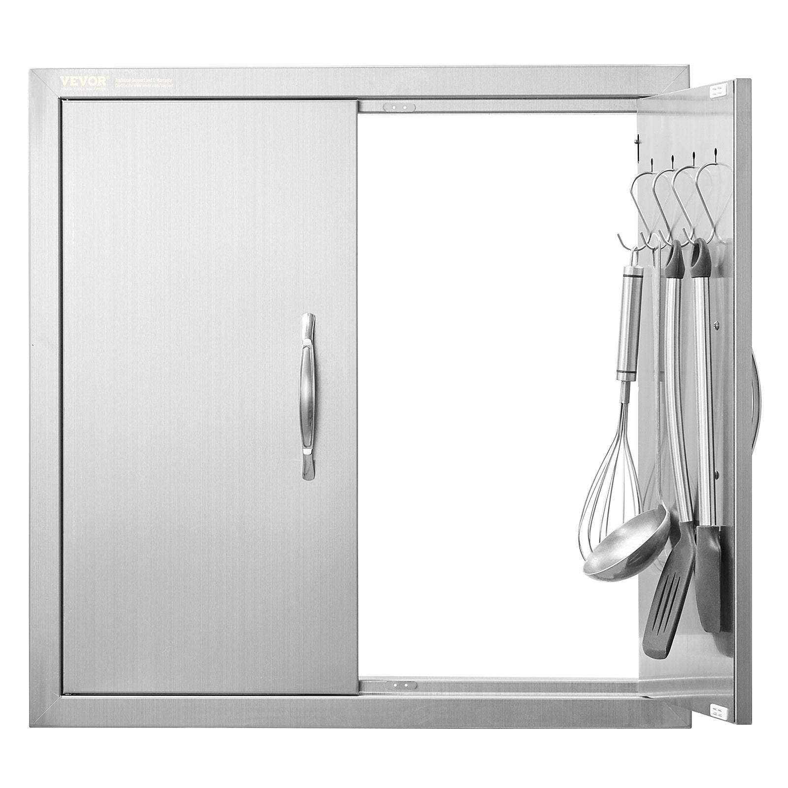 BBQs & Accessories: VEVOR BBQ Access Door, 610x610 mm Double Outdoor Kitchen Door, Stainless Steel Flush Mount Door, Double Wall Vertical Door with Handles and Hooks, for BBQ Island, Grilling Station, Outside Cabinet