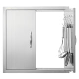 BBQs & Accessories: VEVOR BBQ Access Door, 610x610 mm Double Outdoor Kitchen Door, Stainless Steel Flush Mount Door, Double Wall Vertical Door with Handles and Hooks, for BBQ Island, Grilling Station, Outside Cabinet
