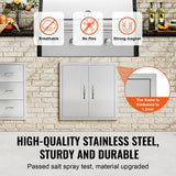 BBQs & Accessories: VEVOR BBQ Access Door, 610x610 mm Double Outdoor Kitchen Door, Stainless Steel Flush Mount Door, Double Wall Vertical Door with Handles and Hooks, for BBQ Island, Grilling Station, Outside Cabinet