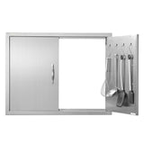 BBQs & Accessories: VEVOR BBQ Access Door, 787x609 mm Double Outdoor Kitchen Door, Stainless Steel Flush Mount Door, Double Wall Vertical Door with Handles and Hooks, for BBQ Island, Grilling Station, Outside Cabinet