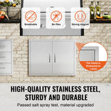 BBQs & Accessories: VEVOR BBQ Access Door, 787x609 mm Double Outdoor Kitchen Door, Stainless Steel Flush Mount Door, Double Wall Vertical Door with Handles and Hooks, for BBQ Island, Grilling Station, Outside Cabinet