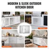 BBQs & Accessories: VEVOR BBQ Access Door, 787x609 mm Double Outdoor Kitchen Door, Stainless Steel Flush Mount Door, Double Wall Vertical Door with Handles and Hooks, for BBQ Island, Grilling Station, Outside Cabinet