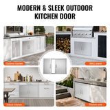 BBQs & Accessories: VEVOR BBQ Access Door, 838x558 mm Double Outdoor Kitchen Door, Stainless Steel Flush Mount Door, Wall Vertical Door with Handles, for BBQ Island, Grilling Station, Outside Cabinet