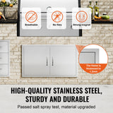 BBQs & Accessories: VEVOR BBQ Access Door, 915x533 mm Double Outdoor Kitchen Door, Stainless Steel Flush Mount Door, Wall Vertical Door with Handles, for BBQ Island, Grilling Station, Outside Cabinet