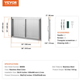 BBQs & Accessories: VEVOR BBQ Access Door, 915x533 mm Double Outdoor Kitchen Door, Stainless Steel Flush Mount Door, Wall Vertical Door with Handles, for BBQ Island, Grilling Station, Outside Cabinet