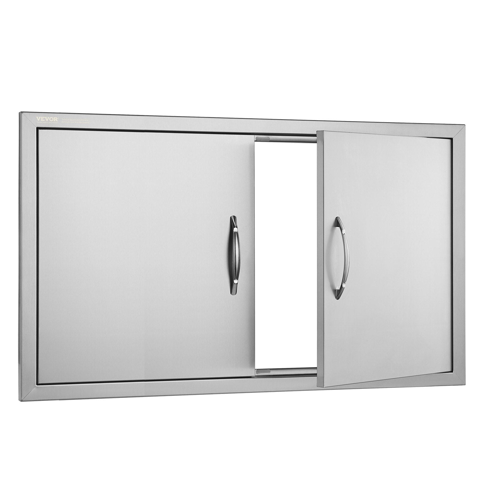 BBQ Access Door, 915x533 mm Double Outdoor Kitchen Door, Stainless Steel Flush Mount Door, Wall Vertical Door with Handles, for BBQ Island, Grilling Station, Outside Cabinet