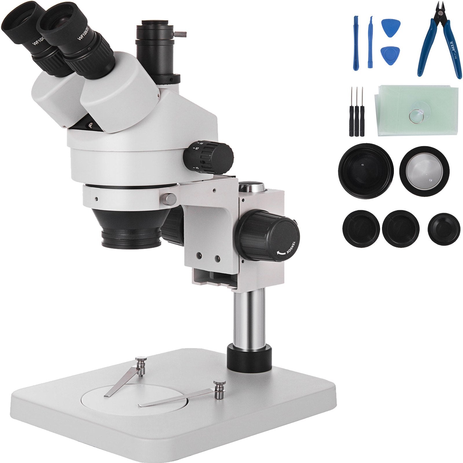 Gardening Tools: Vevor 3.5X-90X Trinocular Stereo Microscope w/Pillar Stand Biological Reliable Lab