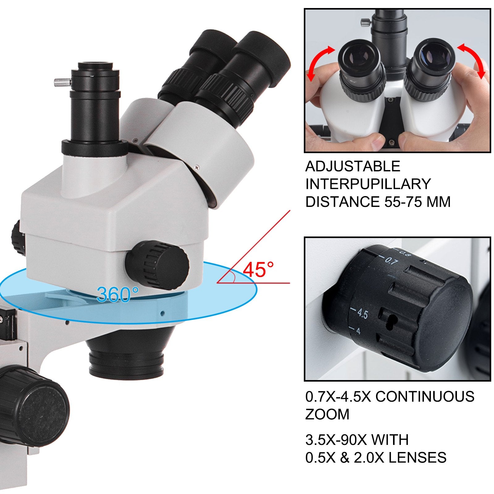 Gardening Tools: Vevor 3.5X-90X Trinocular Stereo Microscope w/Pillar Stand Biological Reliable Lab