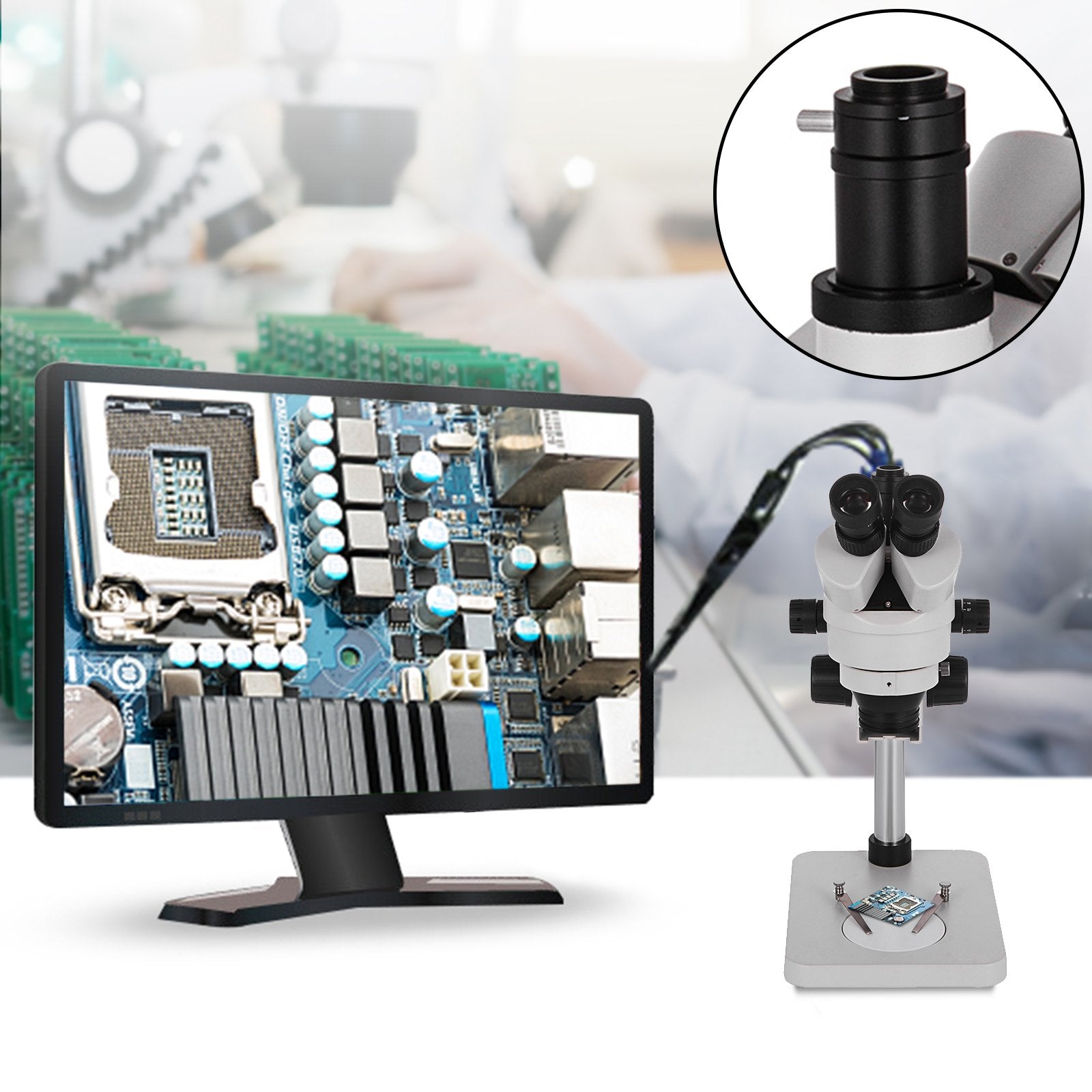Gardening Tools: Vevor 3.5X-90X Trinocular Stereo Microscope w/Pillar Stand Biological Reliable Lab