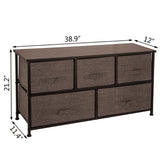 Clothing & Wardrobe Storage: VEVOR Dresser Storage Tower with 5 Fabric Drawer Steel Frame Storage Cabinet Bin Storage Organizer Unit Fabric Cube Dresser Chest Cabinet Coffee Wide (Coffee/Wide)