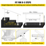 Door Hardware: VEVOR Outdoor Stair Railing Kit, 5 FT Handrails 0-5 Steps, Adjustable Angle White Aluminum Stair Hand Rail for The Elderly, Handrails for Outdoor Steps