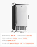 Food Warmers & Chafing Dishes: VEVOR Undercounter Built-in Ice Maker, 80 Lbs/Day Under Counter Ice Maker Machine with Reversible Door Stainless Steel, Freestanding Ice Maker for Commercial Home Kitchen, Electric Drainage