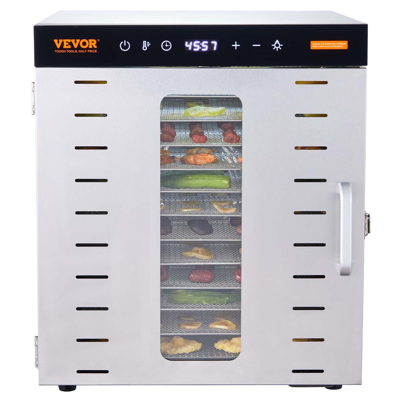 Food Dehydrators: VEVOR 10 Trays Food Dehydrator Machine Stainless Steel 1000W Jerky Fruit Drying