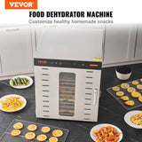 Food Dehydrators: VEVOR 10 Trays Food Dehydrator Machine Stainless Steel 1000W Jerky Fruit Drying