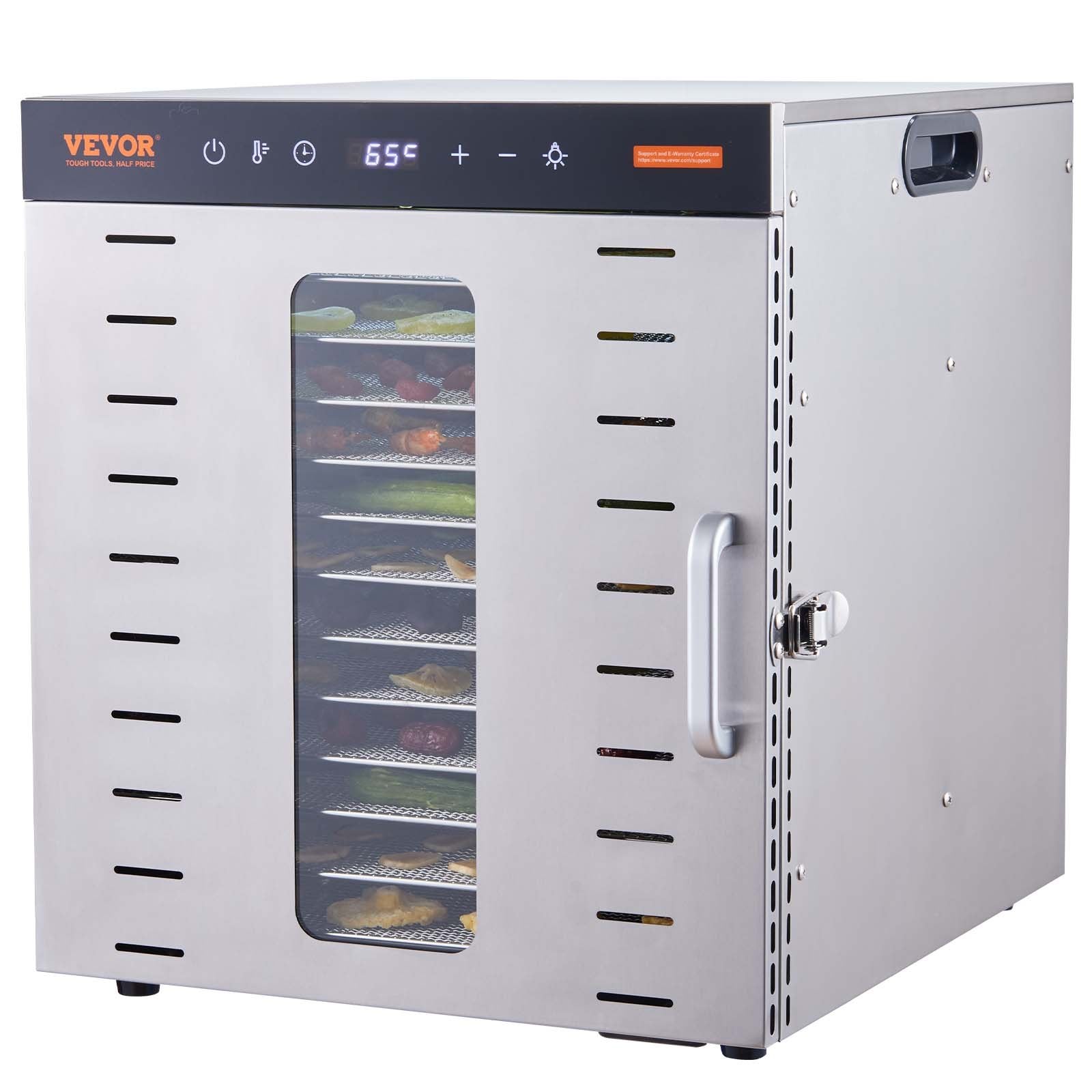 Food Dehydrators: VEVOR 10 Trays Food Dehydrator Machine Stainless Steel 1000W Jerky Fruit Drying