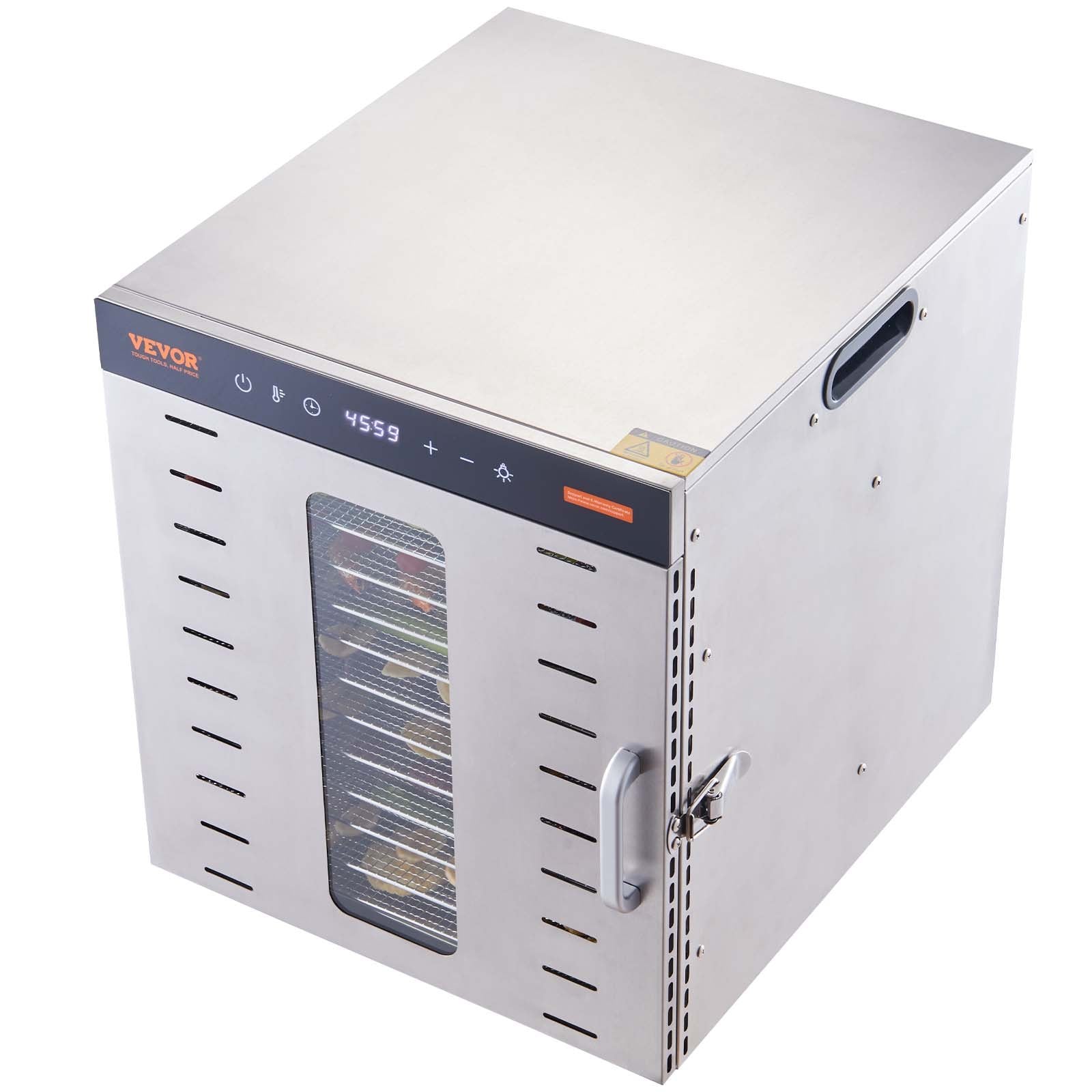 Food Dehydrators: VEVOR 10 Trays Food Dehydrator Machine Stainless Steel 1000W Jerky Fruit Drying