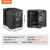 Food Storage: VEVOR Insulated Food Pan Carrier, 82 Qt Hot Box for Catering, LLDPE Food Box Carrier w/ Double Buckles, Front Loading Food Warmer w/ Handles, Stackable End Loader for Restaurant, Canteen, etc. Black