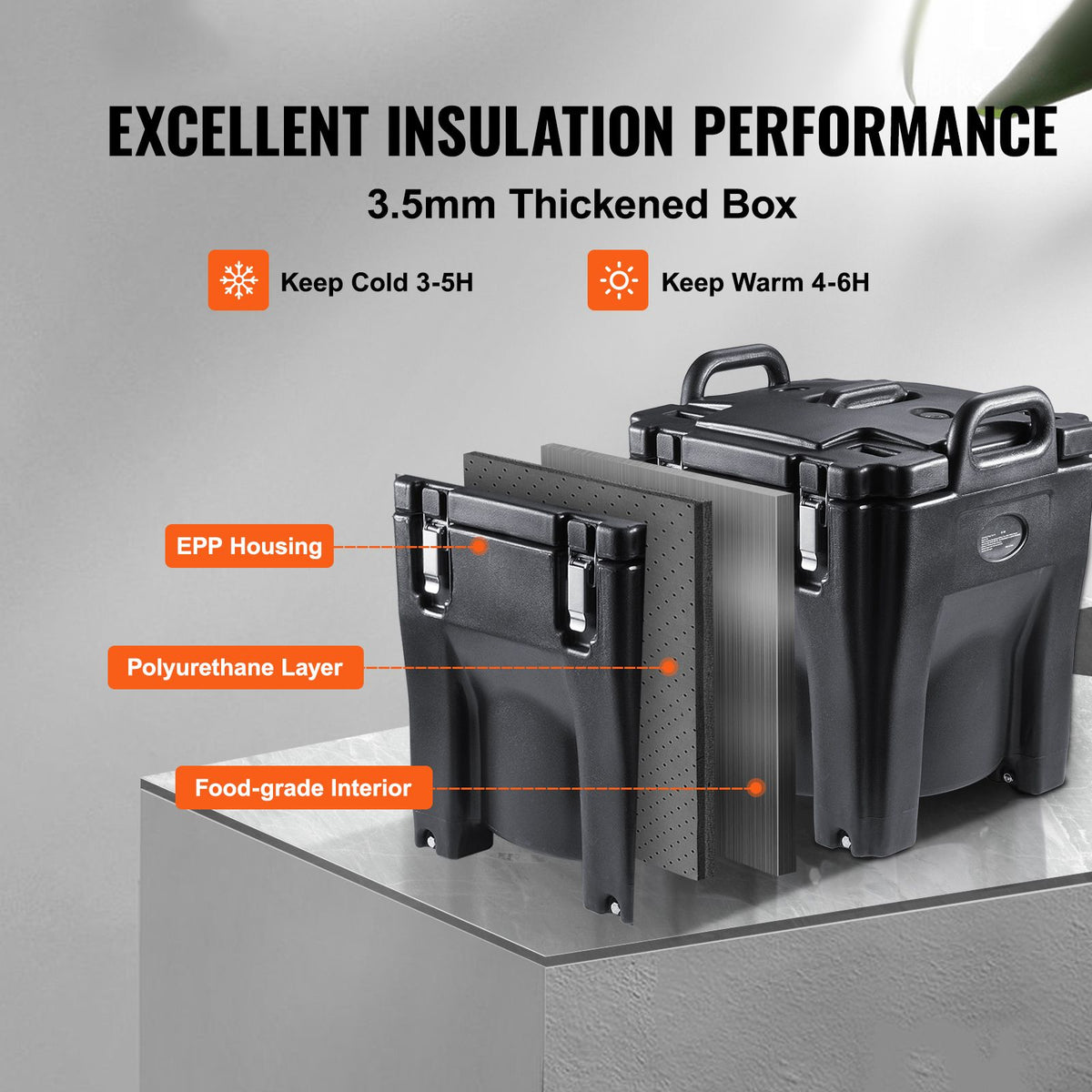 Insulated Food Carrier, 30L Capacity, Stackable Catering Hot Box with Stainless Steel Barrel, Top Load LLDPE Food Warmer with Integral Handles Buckles Stationary Base, for Restaurant Canteen, B