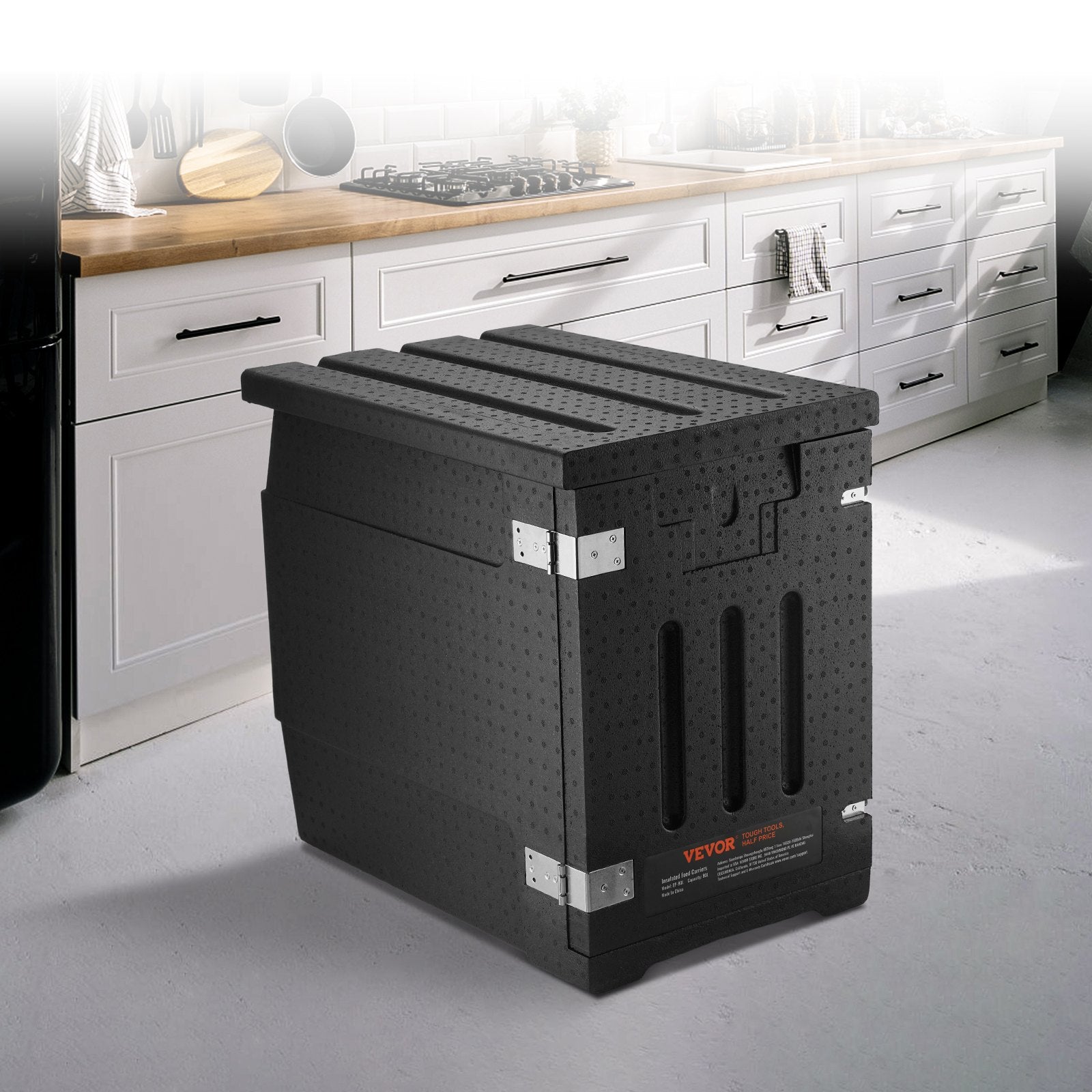 Insulated Food Pan Carrier, 90L Hot Box for Catering, LLDPE Food Box Carrier with Double Buckles, Front Loading Food Warmer for Restaurant, Canteen, etc.