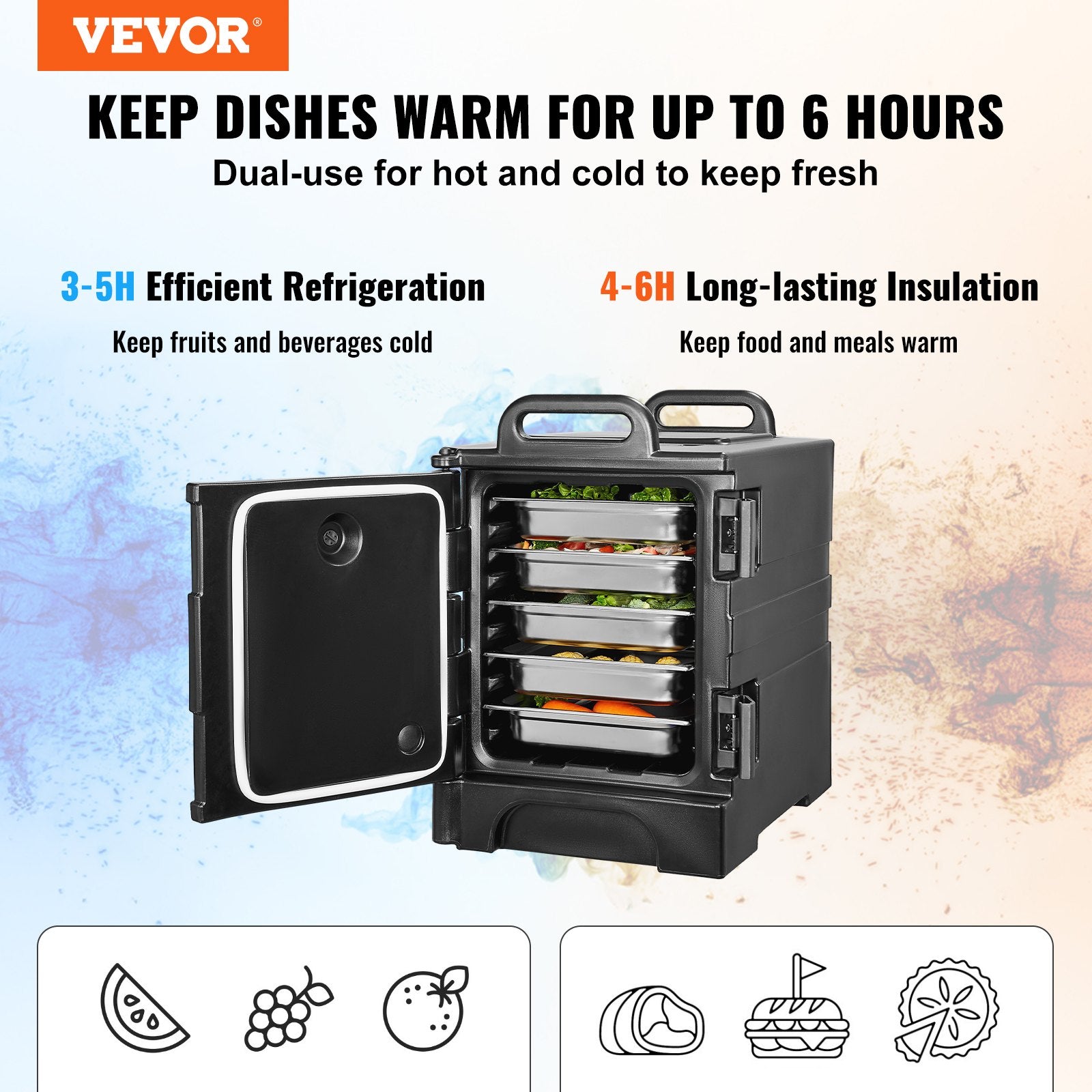 Food Warmers & Chafing Dishes: VEVOR Insulated Food Pan Carrier Stackable Catering Dishbox 81QT Chafing Dish