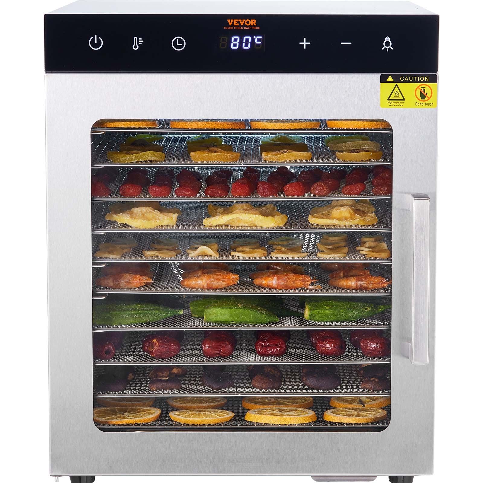 Food Dehydrators: VEVOR 10 Trays Food Dehydrator Machine Stainless Steel 800W Jerky Fruit Drying