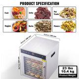 Food Dehydrators: VEVOR 10 Trays Food Dehydrator Machine Stainless Steel 800W Jerky Fruit Drying