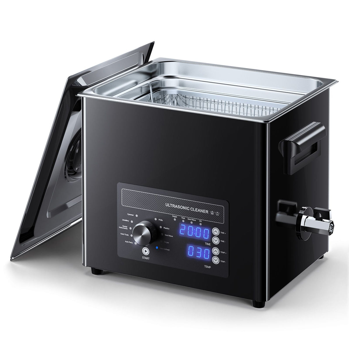 10L Ultrasonic Cleaner, Professional Ultrasonic Cleaner Machine with Knob Control, Stainless Steel Cleaning Machine with Basket and Cleaning Ball, for Watches, Razors, Jewelry, Coins and More