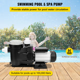Fountain & Ponds Accessories: VEVOR Swimming Pool Filter Pump 2.5HP, 1850W Swimming Pool Pump 148GPM, Single Speed Filter for Spa Water Circulation Above Ground Apply Swimming Pool, Bathtub