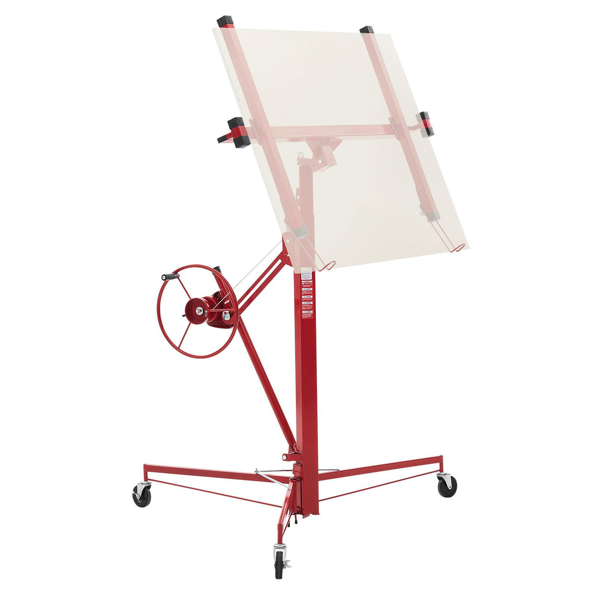 3353mm Drywall Lift, Heavy-Duty 68 kg Sheetrock Hoist with Adjustable Telescoping Arm, Lockable Wheels, Drywall Lifter Panel Jack Hoist Tools Ideal for Ceiling & Wall Installation (Red)