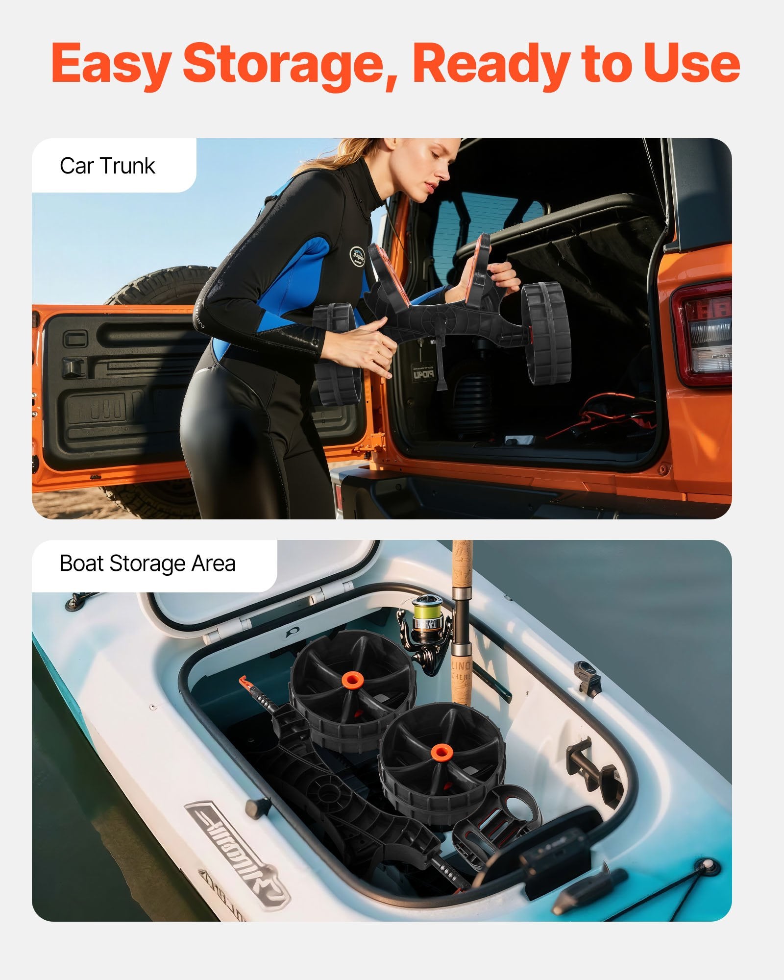 Canoes & Kayaks: VEVOR Kayak Cart, 136.1 kg Load Capacity, Foldable Kayak Trolley with 25.4 cm Solid Rubber Tires & 1 Ratchet Strap, Paddle Board Trolley for Carrying Kayaks, Canoes, Paddleboards, Float Mats,Jon Boats