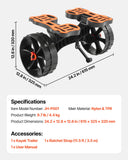 Canoes & Kayaks: VEVOR Kayak Cart, 136.1 kg Load Capacity, Foldable Kayak Trolley with 25.4 cm Solid Rubber Tires & 1 Ratchet Strap, Paddle Board Trolley for Carrying Kayaks, Canoes, Paddleboards, Float Mats,Jon Boats