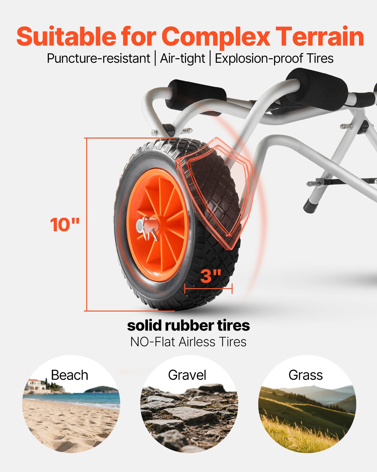 Canoes & Kayaks: VEVOR Kayak Cart, 113.4 kg Load Capacity, Foldable Kayak Trolley with 25.4 cm Solid Rubber Tires & 1 Ratchet Strap, Paddle Board Trolley for Carrying Kayaks, Canoes, Paddleboards, Float Mats,Jon Boats
