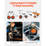 Canoes & Kayaks: VEVOR Kayak Cart, 113.4 kg Load Capacity, Foldable Kayak Trolley with 25.4 cm Solid Rubber Tires & 1 Ratchet Strap, Paddle Board Trolley for Carrying Kayaks, Canoes, Paddleboards, Float Mats,Jon Boats