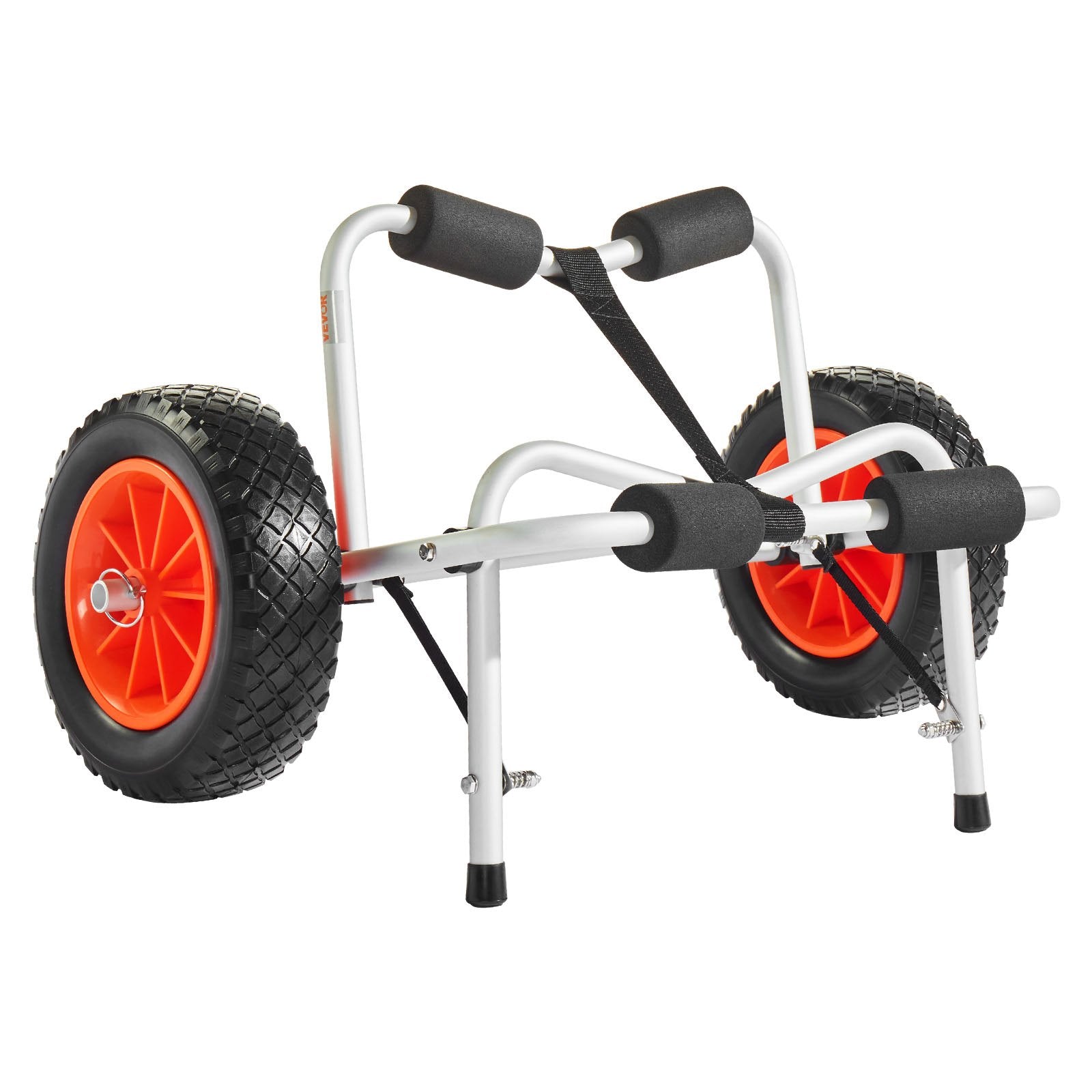 Canoes & Kayaks: VEVOR Kayak Cart, 113.4 kg Load Capacity, Foldable Kayak Trolley with 25.4 cm Solid Rubber Tires & 1 Ratchet Strap, Paddle Board Trolley for Carrying Kayaks, Canoes, Paddleboards, Float Mats,Jon Boats