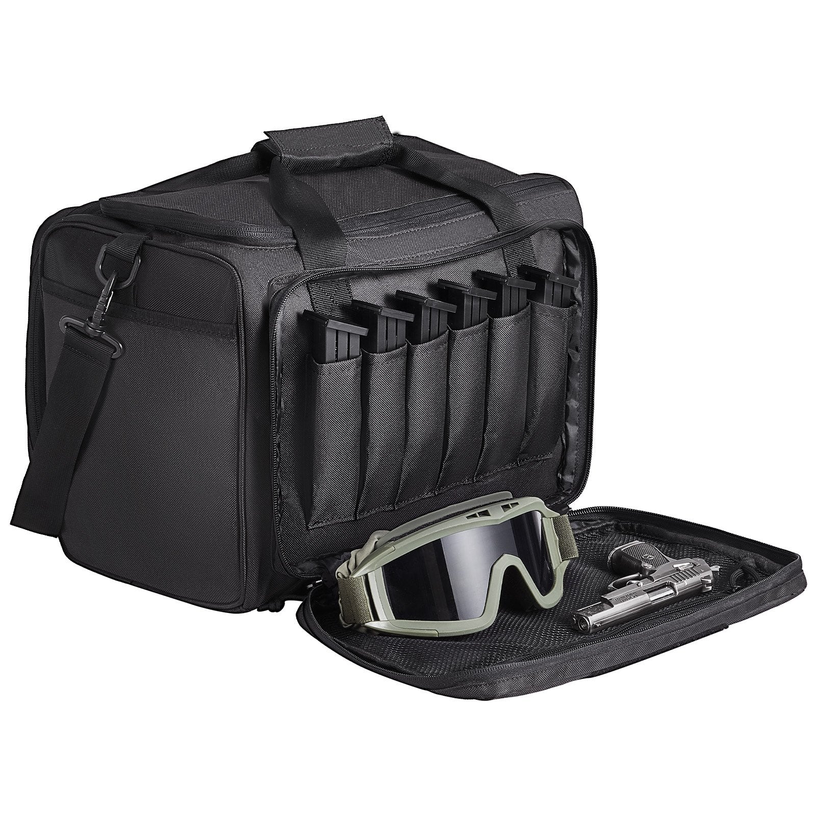 Basketball & Basketball Accessories: VEVOR Range Bag for 3 Pistols Tactical Gun Range Bag Single Shoulder Strip Black