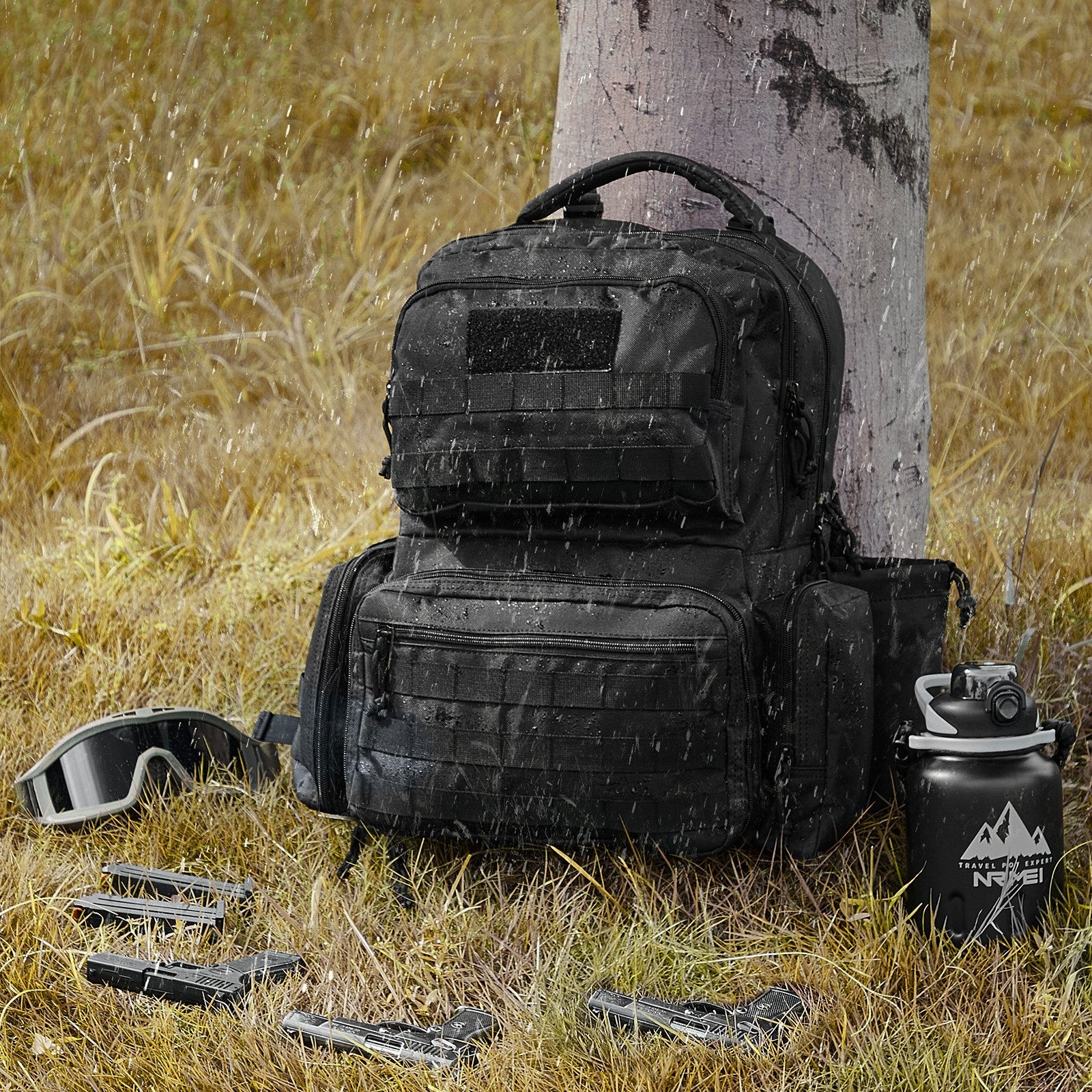 Basketball & Basketball Accessories: VEVOR Tactical Range Backpack for 6 Pistols Gun Backpack Black