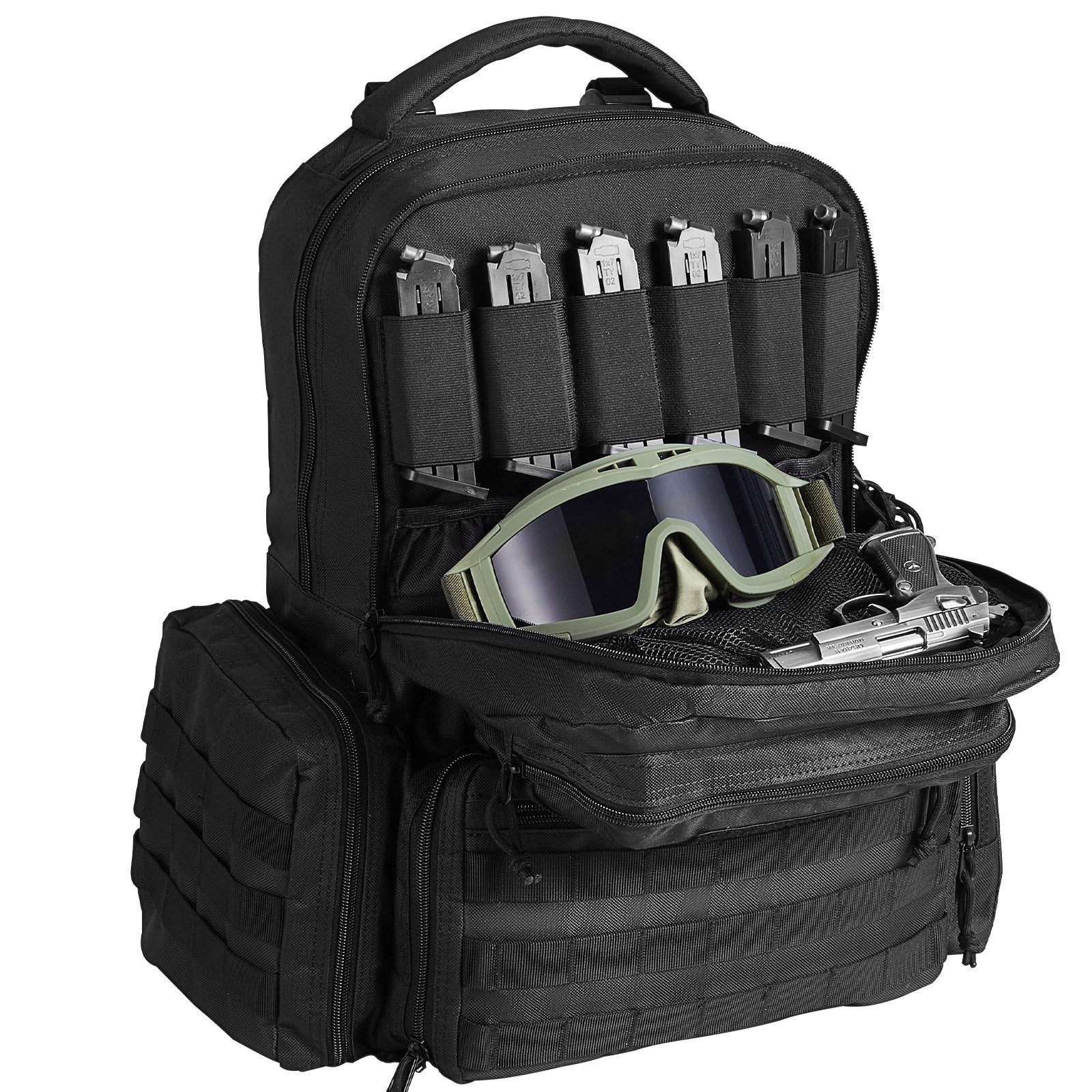 Basketball & Basketball Accessories: VEVOR Tactical Range Backpack for 6 Pistols Gun Backpack Black