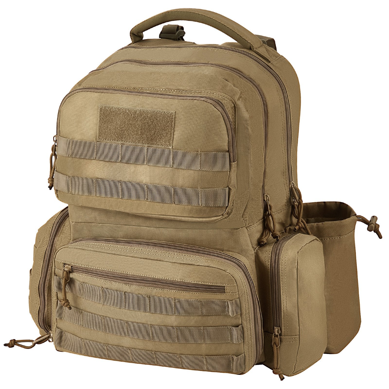 Camp Safety Equipment: VEVOR Tactical Range Backpack for 6 Pistols, Gun Backpack with 6 Independent Pistol Bags & 10 Magazines, Pistol Backpack for Outdoor Hunting Shooting, Range Bag for Handguns Lockable Zipper,  Brown