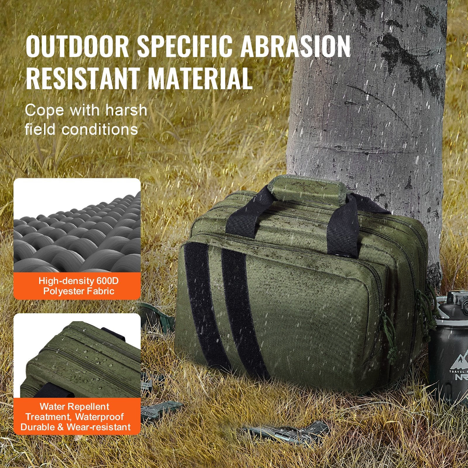Clothing & Wardrobe Storage: VEVOR Range Bag for 2 Pistols Tactical Gun Bag 2 Built-in Pistol Bags Green