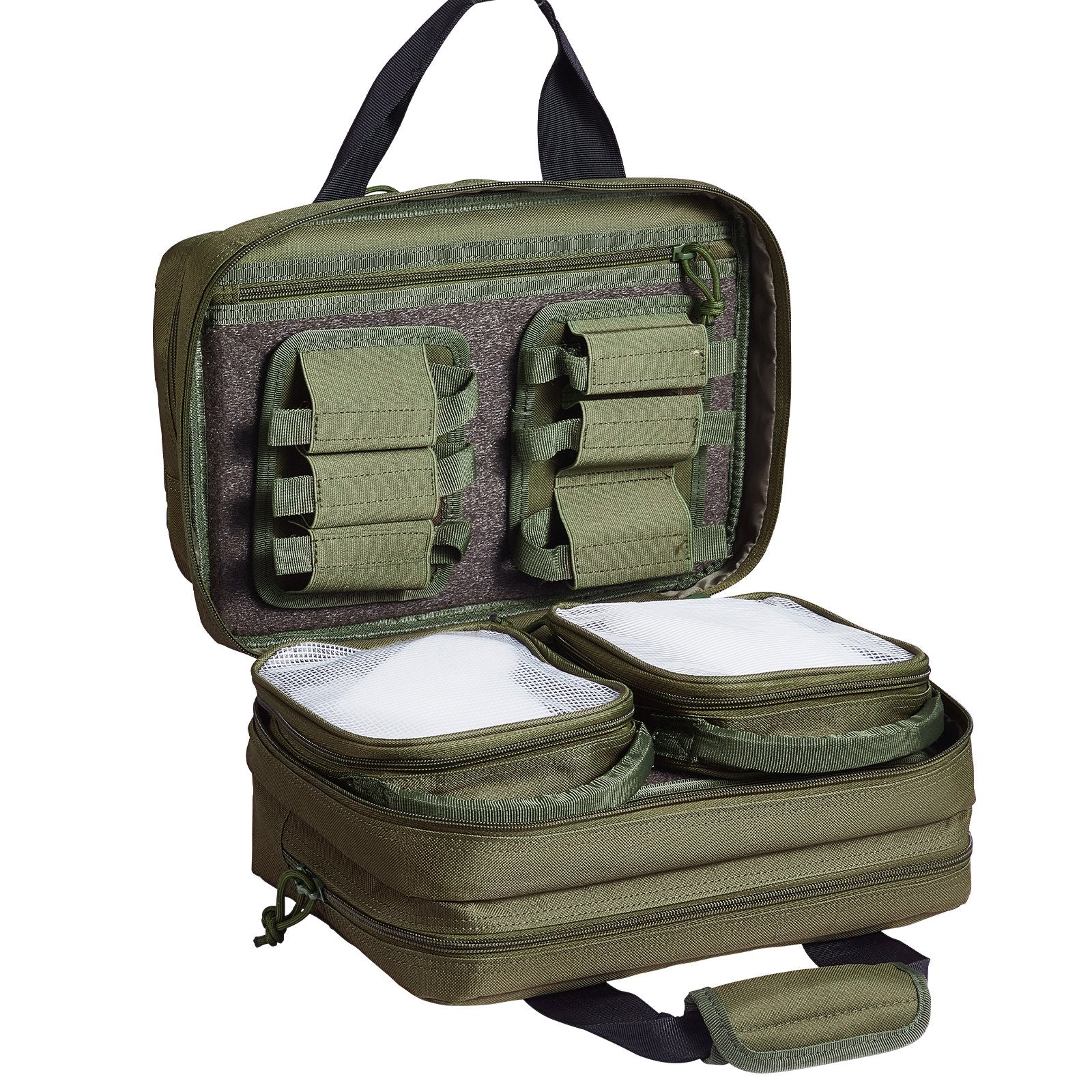 Clothing & Wardrobe Storage: VEVOR Range Bag for 2 Pistols Tactical Gun Bag 2 Built-in Pistol Bags Green