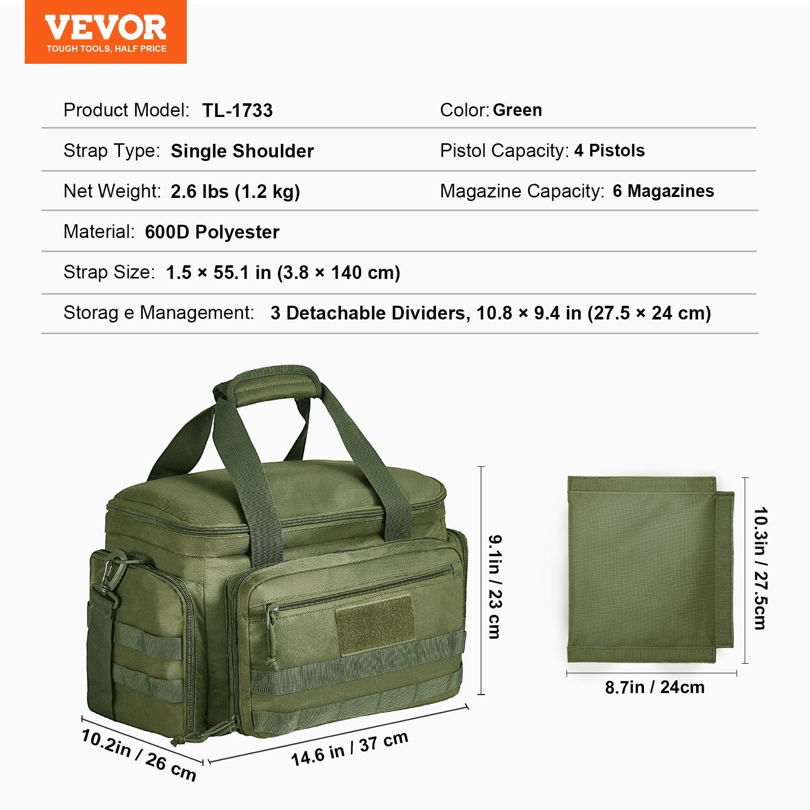 Camp Safety Equipment: VEVOR Soft Pistol Case for 4 Pistols Handgun Bag Outdoor Hunting Shooting Green