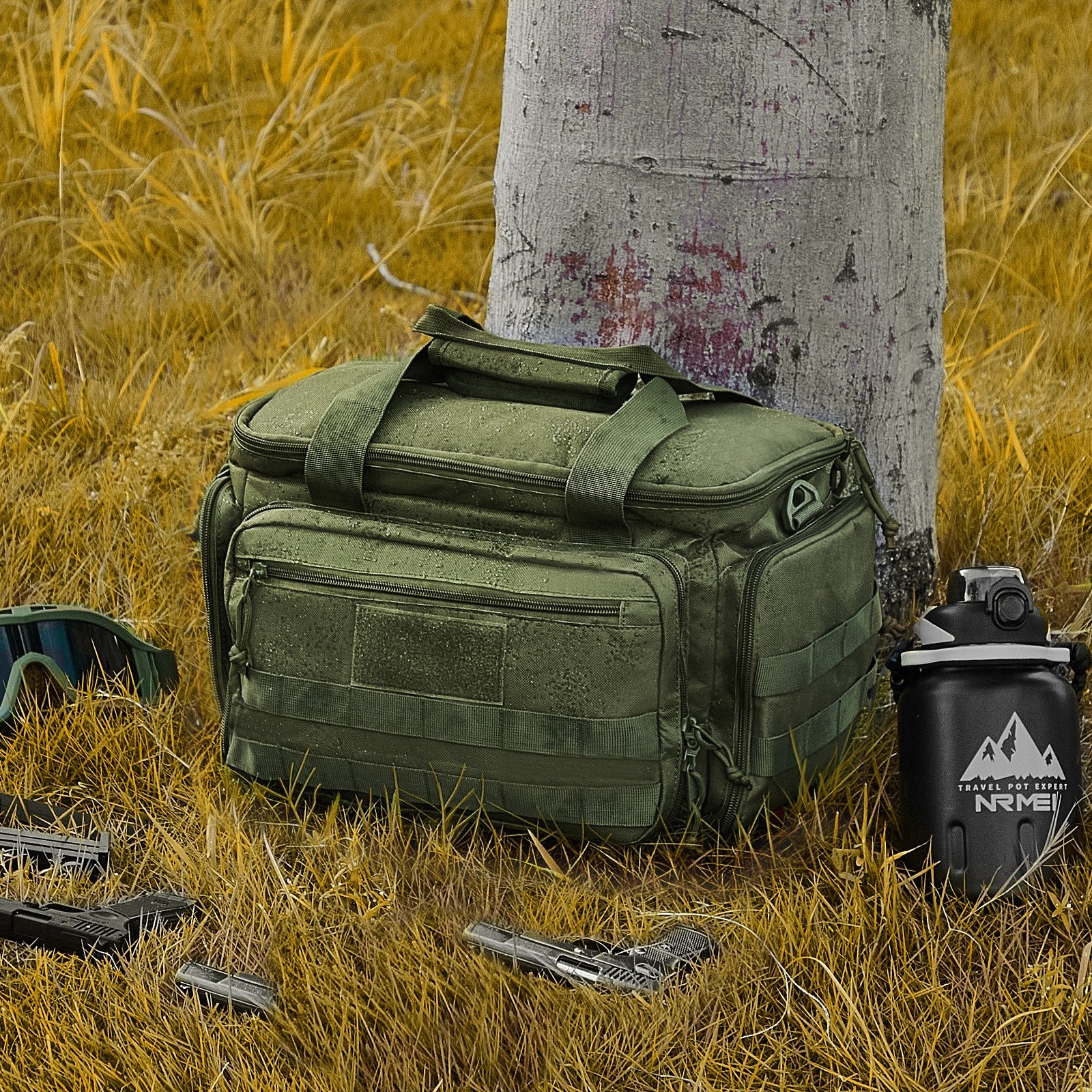 Camp Safety Equipment: VEVOR Soft Pistol Case for 4 Pistols Handgun Bag Outdoor Hunting Shooting Green